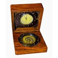 Boussole en laiton antique avec cadran plaqué or, forme irrégulière, objet de collection artistique, horloge décorative, style européen, design personnalisable