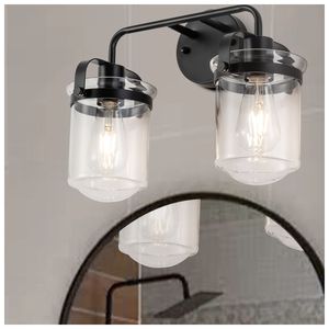 Modern 2-<b>Light</b> Indoor Wall Lamp with Clear Glass <b>Shade</b> Industrial Sconce for Bathroom Living Room Bedroom <b>Kitchen</b> Use - Product Image 2