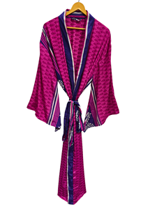 Robe en soie longue jusqu'aux chevilles, robe multicolores, robe de nuit, robe indienne vintage en soie recyclée, kimono en sari - Product Image 2