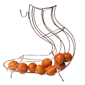 Panier à fruits en aluminium finition argentée, style classique, accessoires de cuisine métalliques, panier en fil de fer, panier à fruits décoratif - Product Image 4