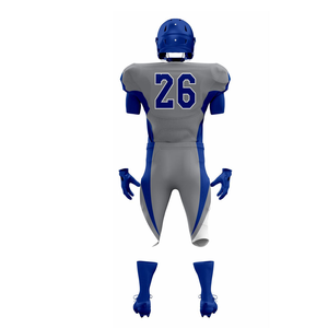 Uniforme de football américain personnalisé gris bleu 26, maillot sublimé, short, vêtements de sport pour hommes, évacuation de l'humidité, toutes saisons - Product Image 5