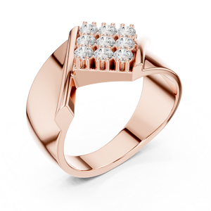 Rose Gold Round Lab Grown <b>Diamond</b> Cluster Signet <b>Ring</b> for Men Wedding Anniversary Fine Jewelry - Product Image 4