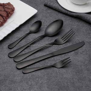 Ensemble de couverts 4 pièces en acier inoxydable noir de style américain de luxe de vente chaude - Product Image 3