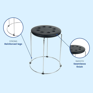 Taburete Plegable Redondo de Metal, Silla Portátil para Camping, Estructura de Acero Resistente, Taburete Compacto para Pesca al Aire Libre, Asiento Negro - Product Image 3
