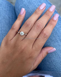 14K Rose Vintage Style Lab Grown Round Diamond Engagement Band para mujeres IGI Certified para bodas y aniversarios - Product Image 3