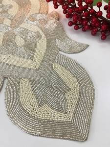 Handmade Embroidered Fabric <b>Table</b> <b>Runner</b> Customized Shape Luxury Design <b>Gold</b> Beaded Pattern Eco-Friendly Durable Decorative Mat - Product Image 6