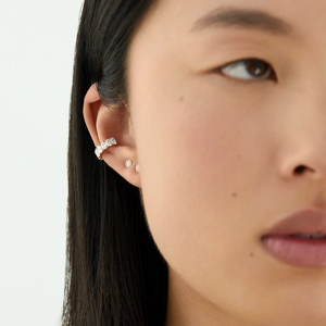 Pendiente de Oreja con Diamantes Eternity, Forma de Pera, Esmeralda y Óvalo, Diamantes Cultivados en Laboratorio, Pendiente de Oreja con Formas Mixtas, Joyería de Oro sin Perforación - Product Image 3