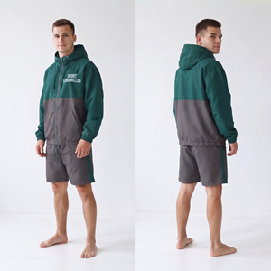 <b>Men's</b> Sports Hooded Tracksuit Set Color Blocking Lightweight Hooded <b>Jacket</b> Custom Rain Shorts <b>Men</b> Shorts Windbreaker <b>Track</b> Set - Product Image 4