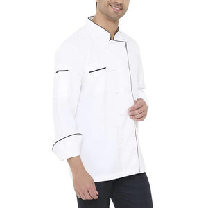 Chaqueta de Chef Negra Personalizada con Ribete Amarillo, Uniforme de Cocina de Manga Larga, Chaqueta de Chef Profesional para Restaurante, Hotel, Panadería, Catering - Product Image 2