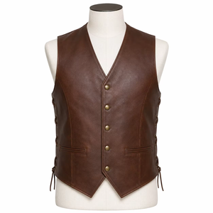 Leather <b>Vest</b> for Winter Wear <b>Men's</b> Fashionable Slim Fitness Leather <b>Vest</b> Breathable Top Selling Winter New Design Wholesale <b>Vest</b> - Product Image 2