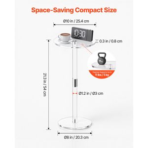 Tavolino Moderno in Acrilico per Bevande e Dolci, Vetro Trasparente con Piano Rotondo e Base Solida, Scrivania Laterale Trasparente per Applicazioni da Bar - Product Image 3