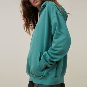 Sudadera con capucha de gran tamaño lavada vintage con hombros caídos y logotipo personalizado del fabricante para mujer Sudadera con capucha lavada con ácido en relieve 3D de felpa francesa - Product Image 3