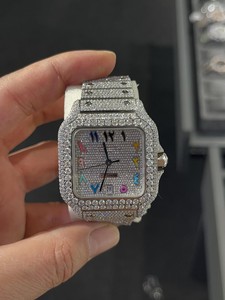 Reloj de Lujo con Esfera Cuadrada y Cristales, Movimiento de Cuarzo ETA, Pantalla Analógica, Correa de Acero Inoxidable, Resistente al Agua 5BAR, Números Romanos para Hombre - Product Image 1