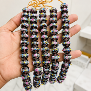 Perles en verre artisanales, couleur prune foncée, motif tourbillon argenté, 12 mm, rondes, pour la fabrication de bijoux DIY (colliers, bracelets), service d'échantillons - Product Image 2