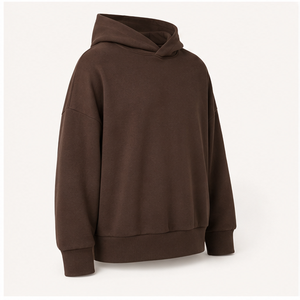 Sudadera con Capucha Extra Grande para Hombre, Color Marrón Chocolate, Personalizable, Sin Cordón, Frente Liso, Felpa Suave de Algodón Modal, MHOOD-0010 - Product Image 4