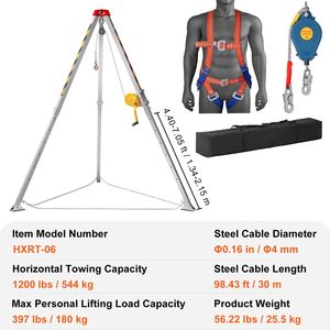 Kit Treppiede di Salvataggio per Spazi Confinati con Gambe da 7FT e Cavo da 98FT, con Verricelli Elettrici per Protezione Anticaduta - Product Image 5