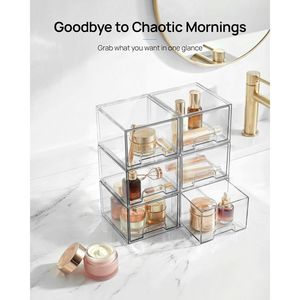 2 Pack Clear Acrylic Stackable Storage <b>Drawers</b> <b>Small</b> Makeup Organizer for Bathroom Vanity & Undersink - Product Image 3