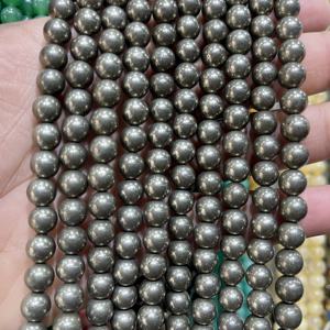 ลูกปัดไพไรต์ธรรมชาติแท้ รูปทรงกลม 8 มม. แกะสลัก ทนทาน หินโลหะ สำหรับทำเครื่องประดับ ขายส่งจำนวนมาก - Product Image 3