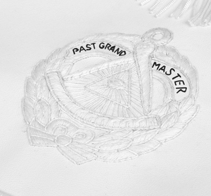 Past Grand Master Blue Lodge <b>Apron</b> - All <b>White</b> With Wreath & Pillars High End Masonic <b>Aprons</b> produced with fine materials - Product Image 4