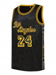 Camiseta sin mangas de baloncesto para hombre, negra, de malla transpirable, ajuste holgado, para deportes y entrenamiento de verano, talla grande, con letras bordadas - Product Image 3