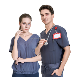 Uniformes de enfermería de diseño personalizado, blusas blancas de hospital con diseños, uniformes de dentista, blusas grises claras para hombre, fábrica FMF, OEM/ODM - Product Image 3