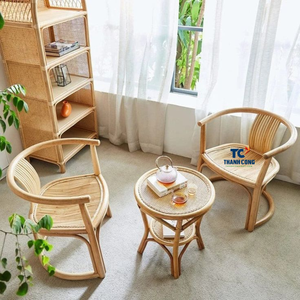 Silla de ratán natural y nácar de altura ajustable con respaldo cómodo para sala de estar comedor uso al aire libre - Product Image 2