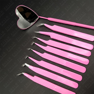 Juego de Pinzas para Pestañas de Acero Inoxidable de 8 Piezas en Rosa Intenso, Herramientas de Belleza de Alta Calidad para una Aplicación Precisa de Extensiones de Pestañas - Product Image 3