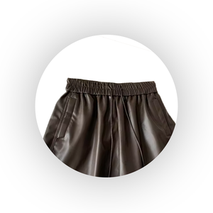 Shorts de Cuero Genuino de Cintura Alta para Mujer, Pantalones Cortos Ajustados y Sensuales de Color Marrón, Logotipo Personalizado, Venta al por Mayor, Ropa Urbana para Fiestas y Clubes - Product Image 2
