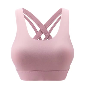 Fixed <b>Cup</b> Cross Beauty Back Sports <b>Bra</b> Integrated Chest Pad Adjustable Shockproof Yoga Fitness <b>Bra</b> - Product Image 1