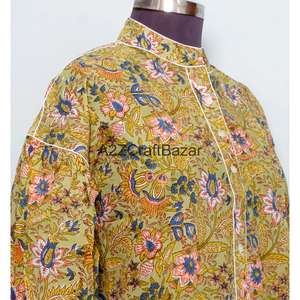 Robes décontractées en coton pour femmes, mini, à manches courtes, col rond, imprimé floral, style vintage romantique, coupe évasée, taille naturelle, écologiques, pour l'été - Product Image 5