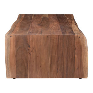 Mesa de centro plegable y duradera de madera de acacia con borde natural y acabado de grano natural, ideal para sala de estar, oficina en casa o apartamento. - Product Image 3
