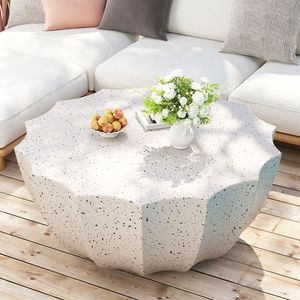 Tavolino da Caffè Moderno in Cemento MgO da 90 cm, Resistente e Impermeabile, per Terrazze, Giardini e Cortili - Product Image 3