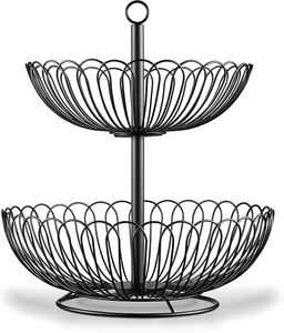 Panier de rangement compact en fil métallique avec poignées, organiseur de cuisine pour fruits et légumes - Product Image 6