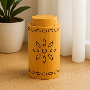 Pot de rangement écologique en bambou de qualité supérieure avec couvercle, design bohème, récipient de cuisine cylindrique - Product Image 5