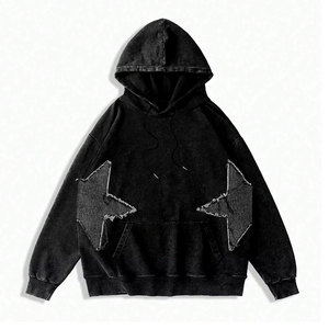 Sudadera con Capucha Oversize de Algodón Verde Liso con Cremallera y Bolsillos Delanteros, Estilo Desgastado, a la Moda - Product Image 2