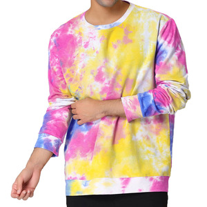 Sudadera de manga larga con cuello redondo y estampado tie-dye para hombre, corte regular, informal, tejida, moda de primavera para hombre a precio económico. - Product Image 3