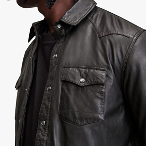 Chemise en cuir véritable pour homme, manches courtes et longues, collection hiver 2026, qualité supérieure, vente chaude - Product Image 5