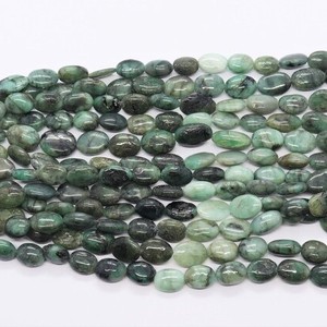 Cuentas ovaladas lisas de esmeralda natural de 8x11-9x12 mm, pepitas ovaladas de esmeralda lisas, hilo de 16 pulgadas, cuentas de esmeralda premium para la fabricación de joyería. - Product Image 2