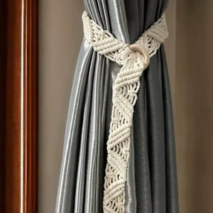 Handmade <b>Macrame</b> Curtain Tiebacks: Boho Window Treatment - Product Image 1