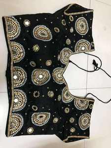 Blouse de soirée pour femme, style ethnique indien pakistanais traditionnel, ornée de pierres scintillantes, entièrement cousue, avec sari rembourré facile à porter - Product Image 2