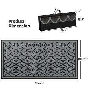 Tappeto da esterno reversibile lanterna nera e grigia impermeabile in plastica con borsa per il trasporto 9 'X 18' - Product Image 3