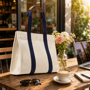 Sac fourre-tout en toile imperméable de qualité supérieure |   Sacs de courses réutilisables pour filles avec poignées renforcées et fermeture éclair, pour voyages, plage, courses, B2B - Product Image 2