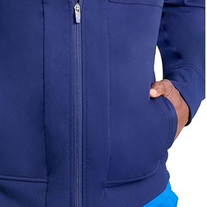 Blouse médicale zippée pour hommes en polyester et coton, fermeture éclair, manches longues, poches avant, qualité supérieure - Product Image 3