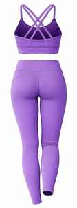 Ensemble de vêtements de yoga violet avec spandex flexible pour femmes - Product Image 4