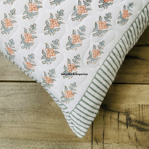 Funda de Cojín Cuadrada Decorativa Acolchada de Algodón con Estampado a Mano Indio de 40 x 40 cm - Product Image 2