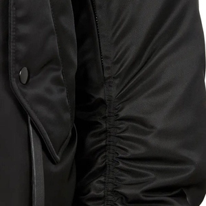 <b>Men's</b> Black Bomber <b>Jacket</b> Solid Color Stand Collar Zipper Closure Casual Autumn Wear Regular Fit Polyester Material - Product Image 4