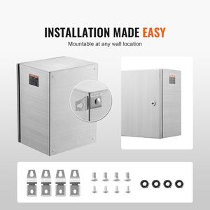Boîtier électrique mural extérieur en acier inoxydable 304 de 16''x 12''x 10'' pour instruments électroniques - Product Image 6