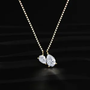 Collar con Corte de Pera Doble, Diamante Cultivado en Laboratorio, Accesorio de Moda, Colgante de Piedra de Lujo, Diseño de Collar de Alta Gama para Chicas - Product Image 3