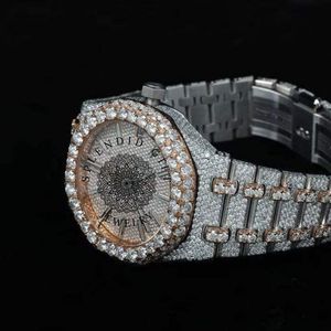 Reloj de Lujo para Hombre con Diamantes, Caja de Plata con Moissanita de 28 mm, Movimiento Analógico de Cuarzo ETA, Resistente al Agua 10 m, Cristal de Zafiro Oculto - Product Image 3