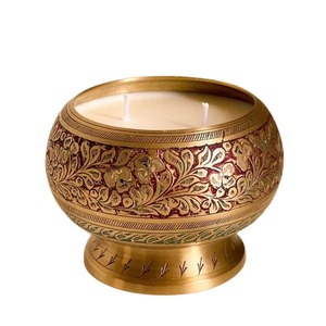 Meena Work Candle Jar Unique Round Candle Jar Metal Candle Jar With Soy Wax for Christmas Home Decoration - Product Image 1